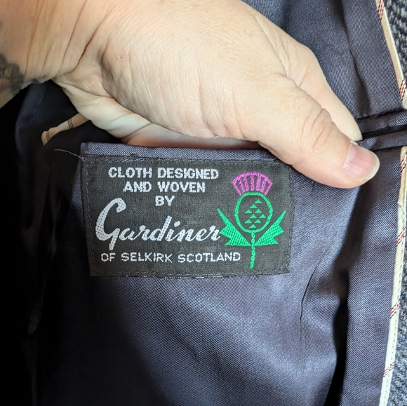 Lands' End Herringbone Selkirk Wool Blazer Men's 39R Blue/White - Picture 4 of 10